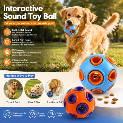 Dog Rubber Ball With Bell Sound, 2-Pack, Interactive Pet Chew Toy For Puppies And Small Dogs.Please Note That Both Items Shipped Are Intended As Bells And Do Not Include Lights.