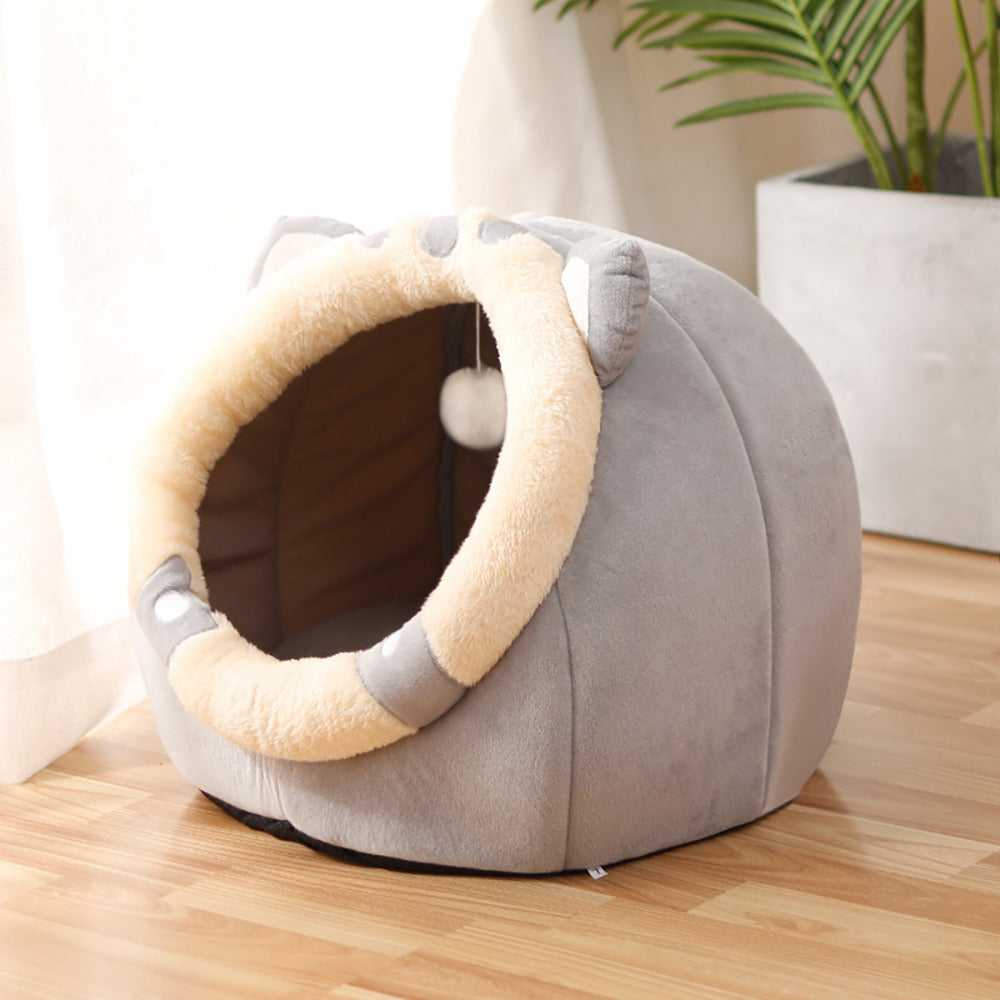 Cozy Cat Nest House Soft Plush Cave Bed for Indoor Cats Warm Comfortable Sleeping Shelter