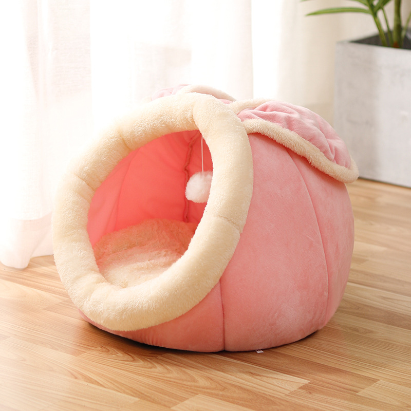 Cozy Cat Nest House Soft Plush Cave Bed for Indoor Cats Warm Comfortable Sleeping Shelter