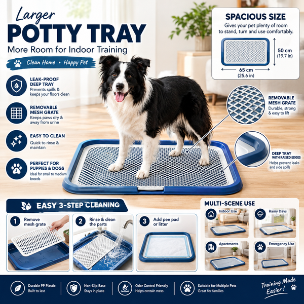 🐾 Mess-Free Dog Potty Training Tray – Leak-Proof Indoor Toilet with Removable Grate