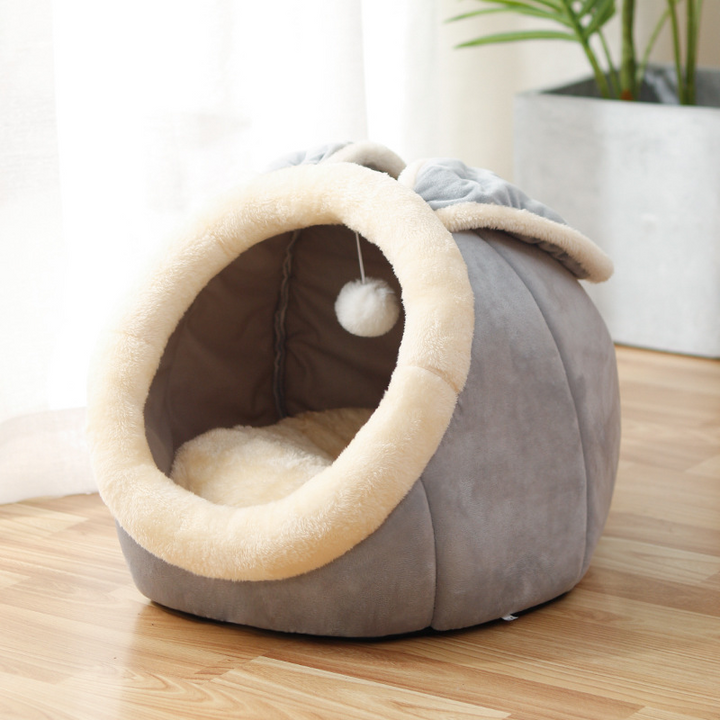 Cozy Cat Nest House Soft Plush Cave Bed for Indoor Cats Warm Comfortable Sleeping Shelter