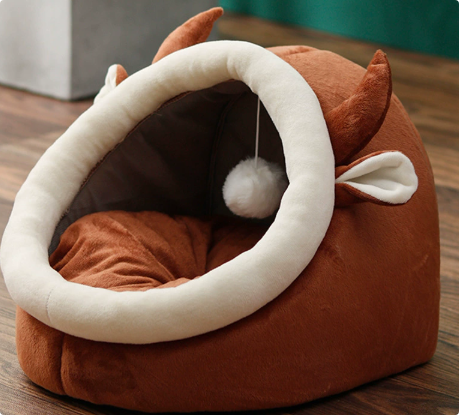 Cozy Cat Nest House Soft Plush Cave Bed for Indoor Cats Warm Comfortable Sleeping Shelter