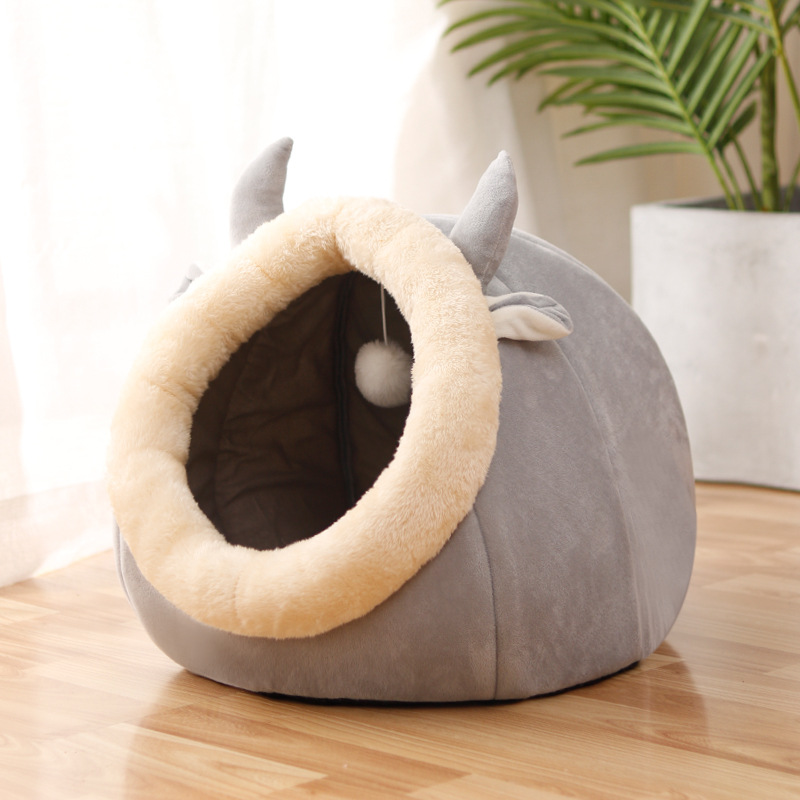 Cozy Cat Nest House Soft Plush Cave Bed for Indoor Cats Warm Comfortable Sleeping Shelter