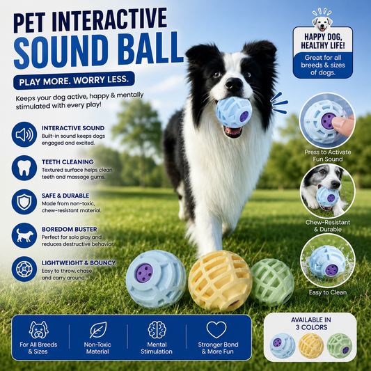 Pet Interactive Sound Ball,The Mellow Dog Cat Pet Voice Ball,Interactive Pet Squeaky Toys