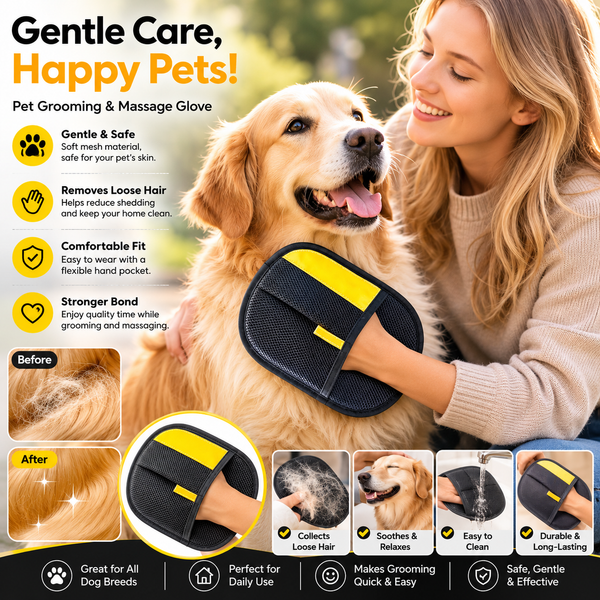 Pet Hair Removal Gloves – Reusable Static Grooming & Furniture Hair Cleaner