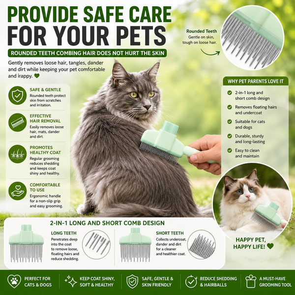 Cat And Dog Comb, Knot Remover, Hair Removal Tool, Pet Self-cleaning Comb, For Long Hair, Massage, Knot Removal, Hair Removal Exclusively