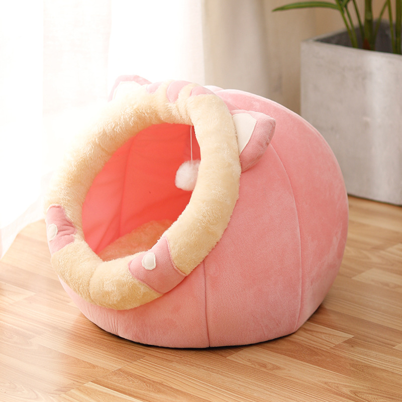 Cozy Cat Nest House Soft Plush Cave Bed for Indoor Cats Warm Comfortable Sleeping Shelter