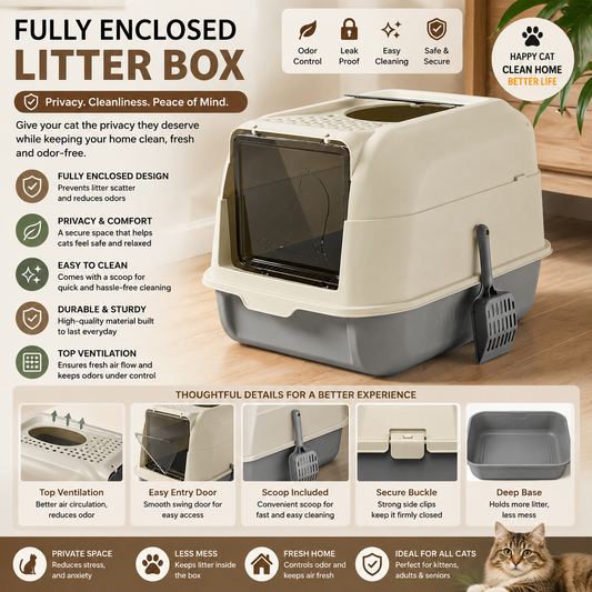 Double-door Cat Litter Box