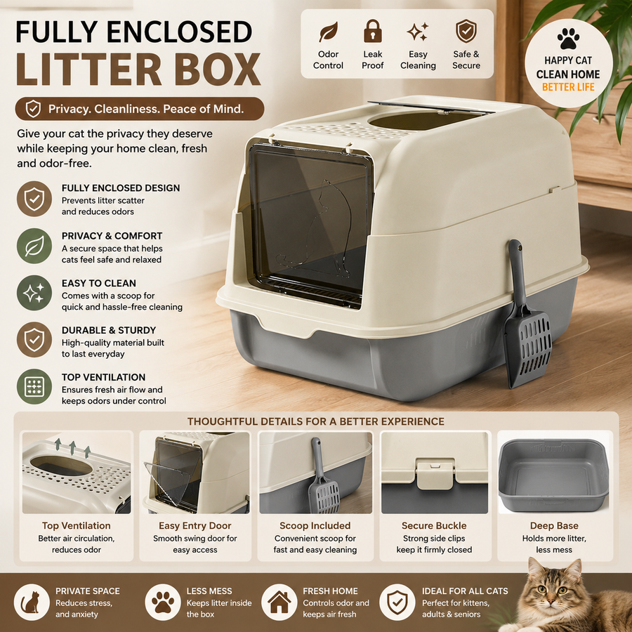 Double-door Cat Litter Box