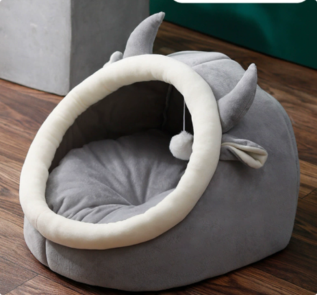 Cozy Cat Nest House Soft Plush Cave Bed for Indoor Cats Warm Comfortable Sleeping Shelter