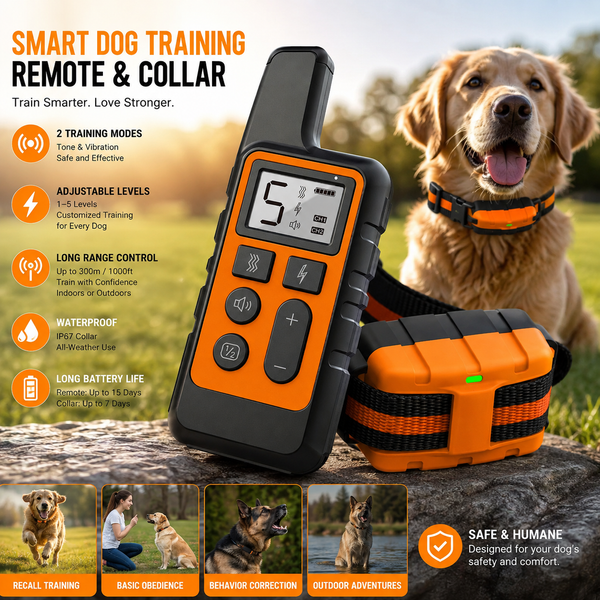 Smart Remote Dog Training Collar – Rechargeable Training System with Tone, Vibration & Adjustable Levels