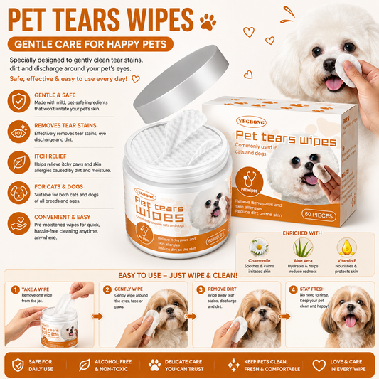 Yegbong Pet Wet Wipes Cleaning Dogs And Cats Tear Stain Removal Eye Cleaning Eye Wipes Eye Dirt Removal Cotton Pads