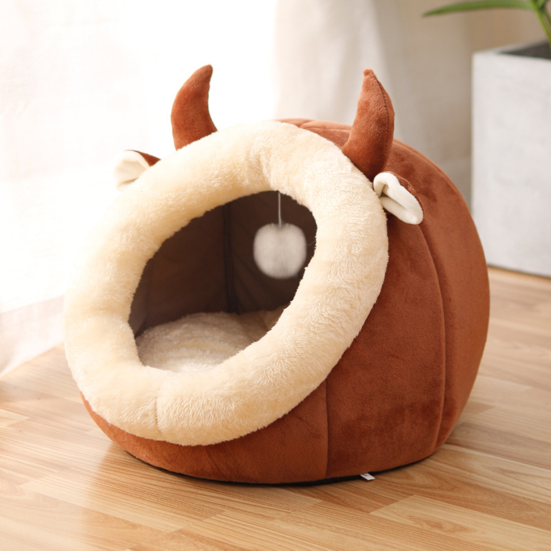Cozy Cat Nest House Soft Plush Cave Bed for Indoor Cats Warm Comfortable Sleeping Shelter